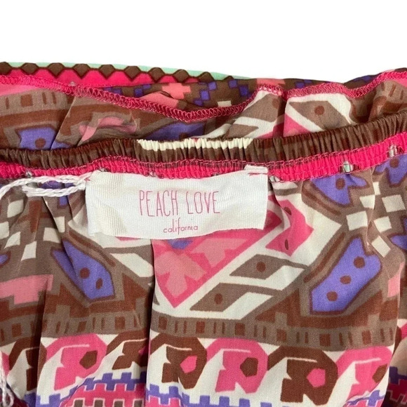 Peach Love California Aztec Ruffled Bust Maxi Spring Dress Women’s size Medium - Picture 5 of 9